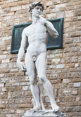 Naklejka premium Michelangelo's replica David statue, Florence. Italy