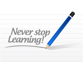 never stop learning message illustration design