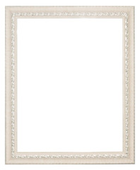 White baroque frame. Vertical white frame isolated on white