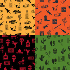 seamless mexican patterns vector yellow orange black green backgrounds with clipart wallpaper
