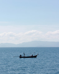 Small boat fishing in sea,Thailand