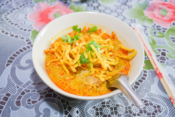Noodle Khao soi , Thai food background