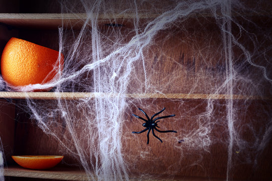 Spooky Halloween spider web background