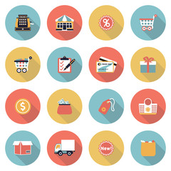 Shopping modern flat color icons.