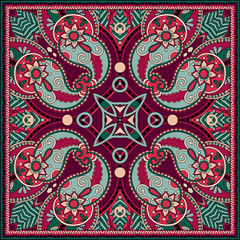 Traditional ornamental floral paisley bandanna