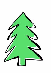 Obraz premium hand drawn Christmas tree