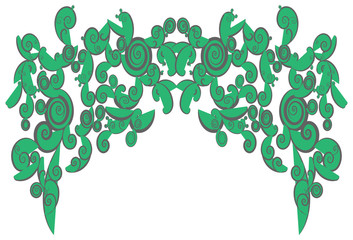 Green abstract curly shapes use for background decorations