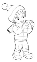 Winter activity - coloring page - illustration for the children