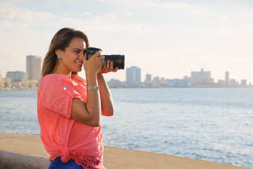 Woman photographer camera tourist picture photo