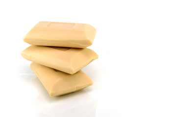 Stack of Soap Bars on white background