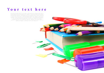 Fototapeta premium School tools on a white background.