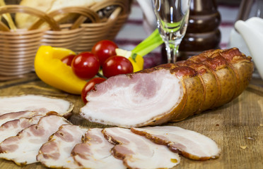 smoked meat on the table in a restaurant