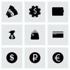 Vector black money icons set