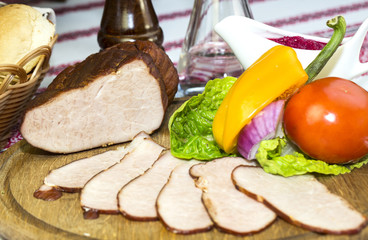 smoked meat on the table in a restaurant