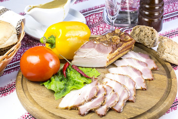 smoked meat on the table in a restaurant