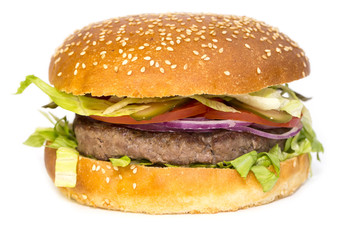 hamburger on a white background in the restaurant