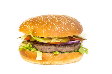 hamburger on a white background in the restaurant