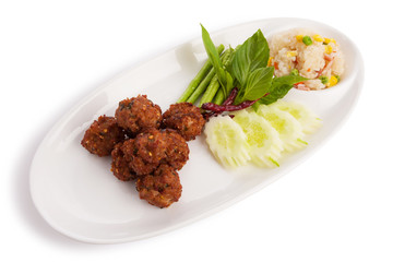 thai spicy minced deep fried pork