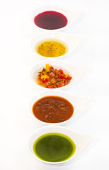 sauces on a white background in the restaurant