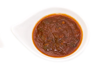 sauces on a white background in the restaurant