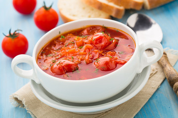 Vegetable soup in a bowl
