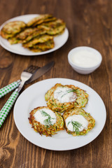 Green pancakes with zucchini and herbs