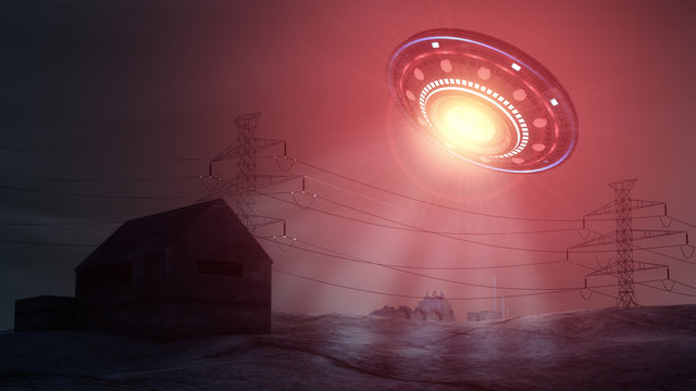 Ufo attacking and abducting a house