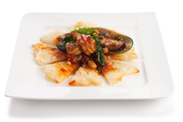 seafood with fried roti