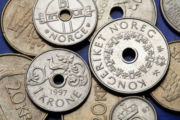 Fototapeta na wymiar Coins of Norway