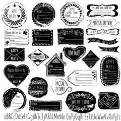 Set of vector handmade stamps for mail