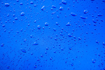 water drops on blue background