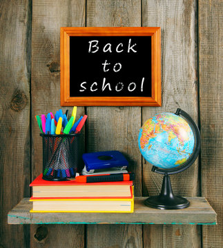 Back to school. Books and school tools .