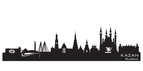 Naklejka premium Kazan Russia city skyline Detailed silhouette