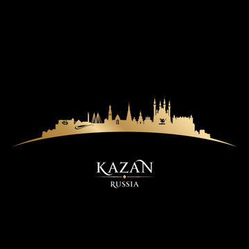 Kazan Russia city skyline silhouette black background