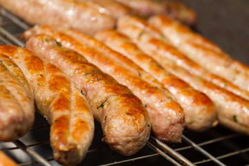 Sausages  on a grill
