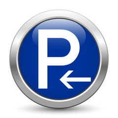 Parking begin - glossy metallic button