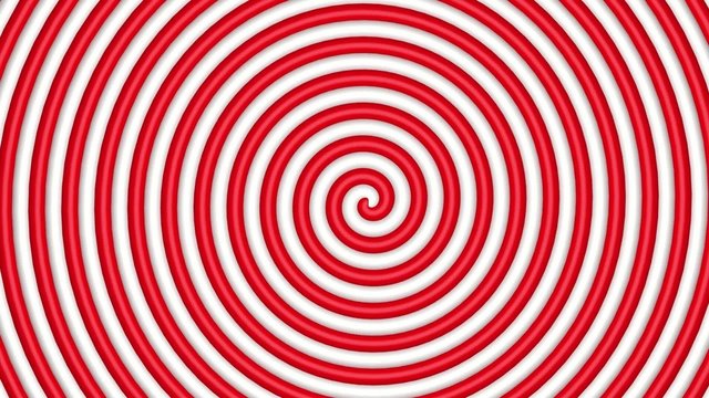 Red and white hypnotic circle, loop, 3d view