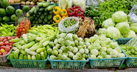 Fresh and organic vegetables in market at Thailand