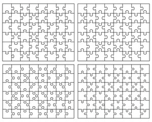 Set of four white puzzle. vector illustration