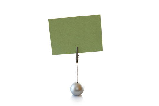 Klemmst&auml;nder mit papier gr&uuml;n; zettel klemme; Notizhalter