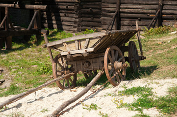 Vintage old rough wooden cart