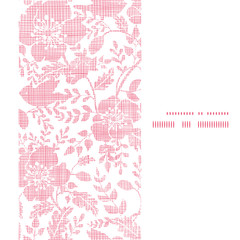 Pink textile birds and flowers vertical frame seamless pattern