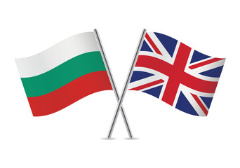 Bulgarian and British flags. Vector illustration.