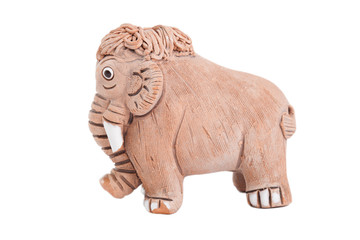 Fototapeta na wymiar ceramic elephant sculpture isolated on white background