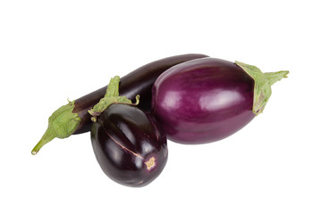 three eggplant isolated on white background