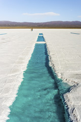 Water pool on Salinas Grandes Jujuy, Argentina.