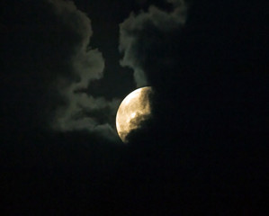Supermoon Partly Hidden by Clouds