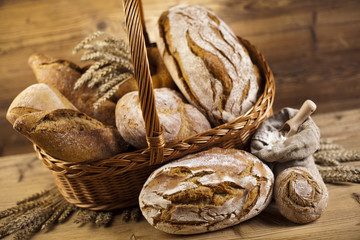 Traditional bread in wicker basket