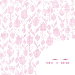 Pink textile tulips texture frame corner pattern background
