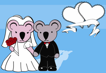 koala married cartoon backgroundin vector format